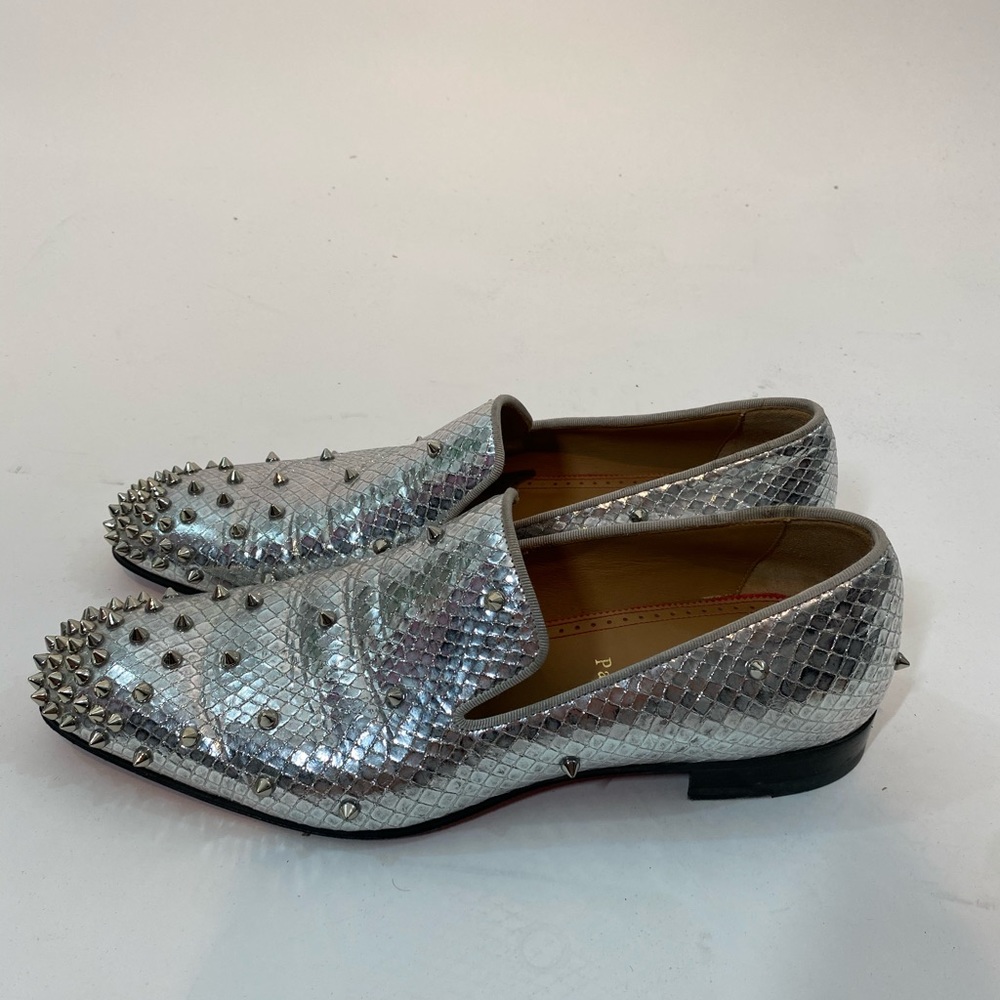 Christian Louboutin Silver Studded Loafers
